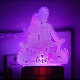 MultiColor acrylic and plastic Love AC Adapter Night Lamp, 3D illusion design on 4mm thick acrylic glass. Ideal for living room, bedroom decoration. Safety material, low energy consumption